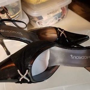 Size 9 Black Strappy Heels